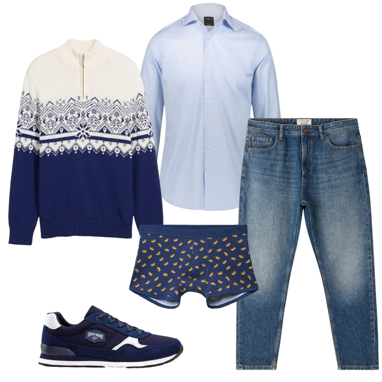 Outfit uomo - Total look #2294791. Stile Casual per Tutti i giorni. Abbinamento con sneakers, maglieria, jeans, boxer, camicie.