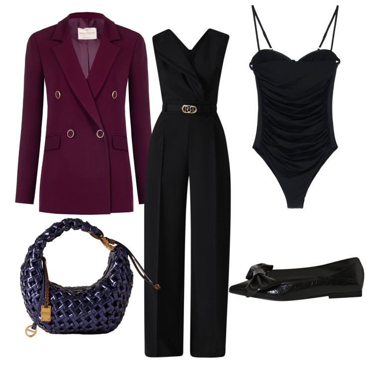 Outfit donna - Ballerine. per Serata fuori. Abbinamento con vestiti chemisier, blazer, ballerine, body, borse a mano.