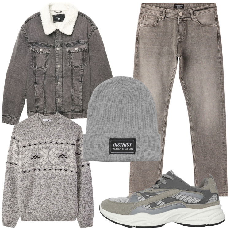 Outfit uomo - Total look #2294822. Stile Urban per Tutti i giorni. Abbinamento con sneakers, jeans, berretti, cappotti, maglieria.