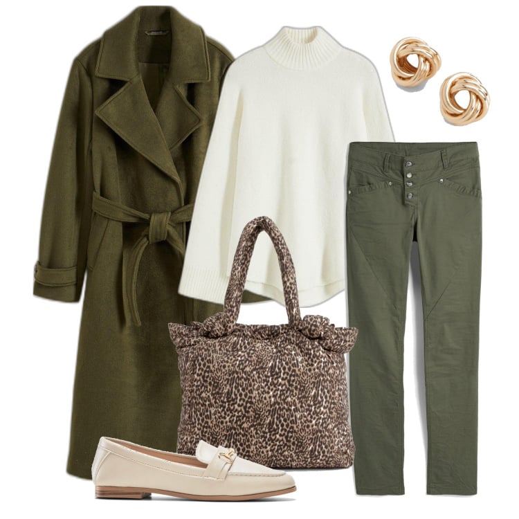 Outfit femme - Novembre. Style Basique pour Tous les jours. Assortir avec manteaux, pantalon , mocassins, pulls, sacs tote, boucles d'oreilles.