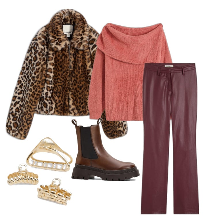 Outfit femme - Novembre. Style Tendance pour Tous les jours. Assortir avec pulls, pantalon , fausses fourrures, bottes, accessoires pour cheveux.