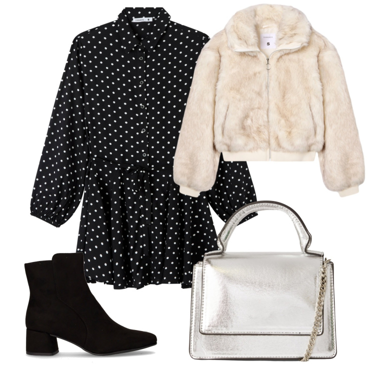 Outfit donna - Terranova - Black Friday 2025. Stile Casual per Tutti i giorni. Abbinamento con vestiti chemisier, borse a tracolla, ecopellicce, stivaletti.