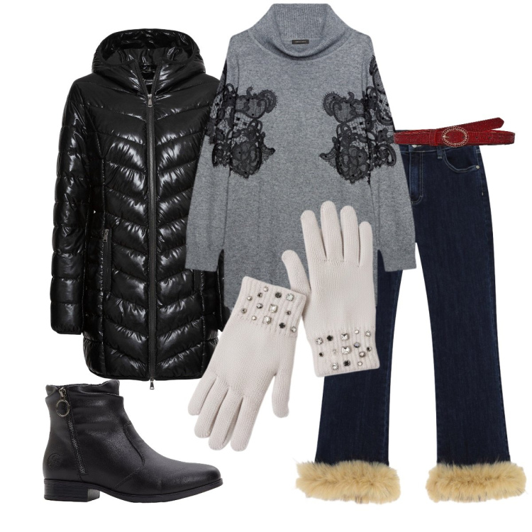 Outfit donna - Total look #2295049. per Tutti i giorni. Abbinamento con giacche, stivaletti, pantaloni, guanti, cinture, maglieria.