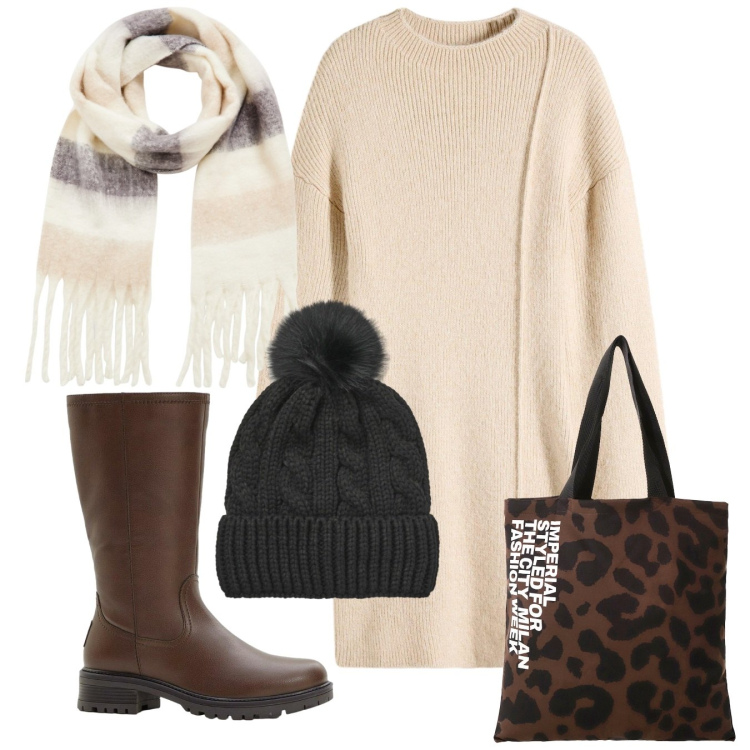 Outfit donna - Armoniosamente. Stile Bon Ton per Tutti i giorni. Abbinamento con stivali, vestiti corti, sciarpe, berretti, shopping bag.