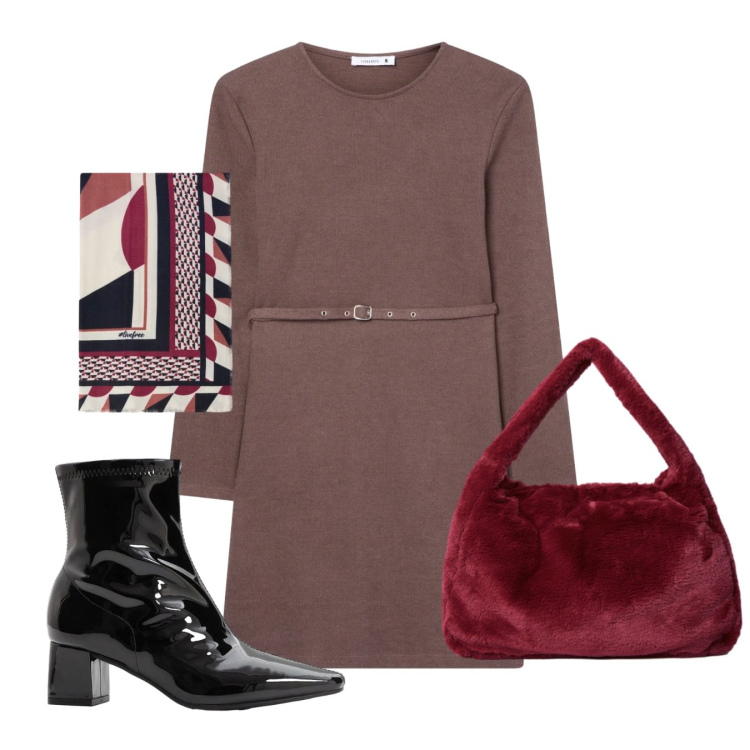 Outfit donna - Bon ton domenicale. Stile Bon Ton per Tutti i giorni. Abbinamento con stivaletti, vestiti midi/longuette, foulard, borse a spalla.