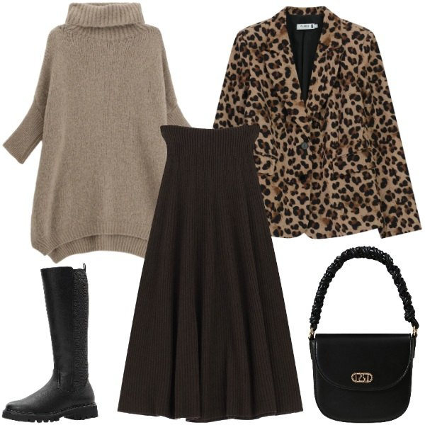 Outfit donna - la gonna più morbida. Stile Trendy per Tutti i giorni. Abbinamento con stivali, blazer, borse a mano, gonne lunghe, maglieria.