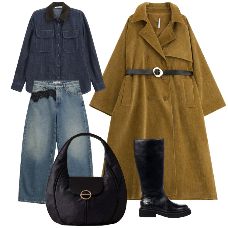 Outfit donna - Un bel cappotto in sconto. Stile Sporty chic per Tutti i giorni. Abbinamento con jeans, camicie, stivali sopra il ginocchio, trench, borse a mano.