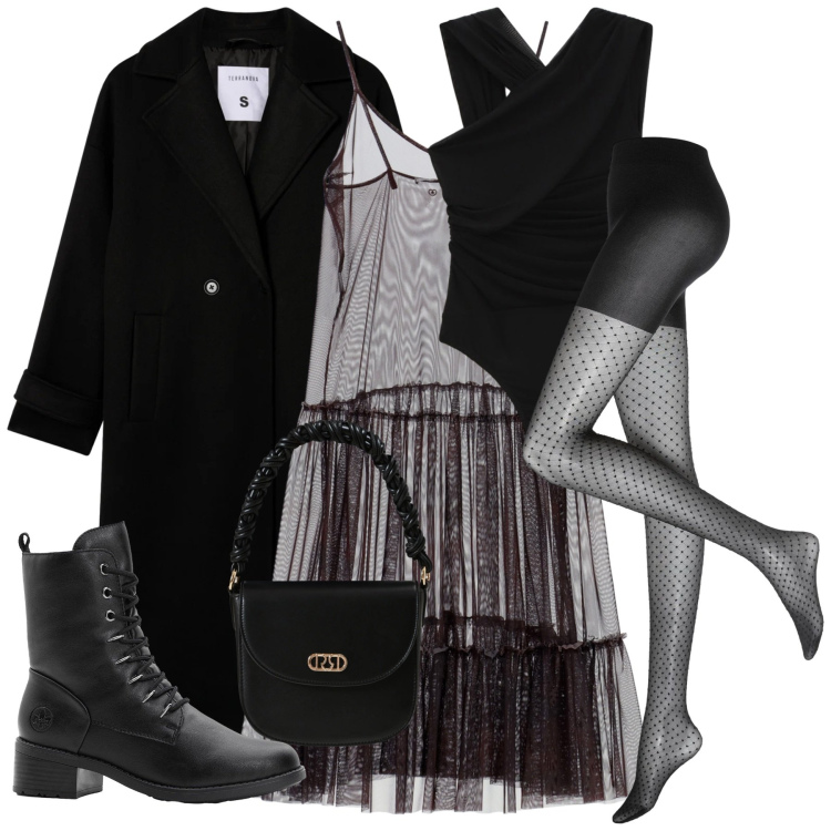 Outfit donna - Serata con stile - Focus Donna Curvy Ita. Stile Urban per Serata fuori. Abbinamento con stivaletti, collant, vestiti lunghi, borse a mano, cappotti, body.