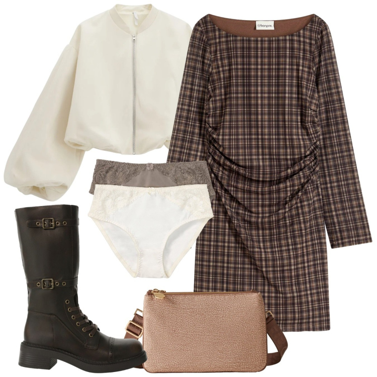 Outfit donna - Il drappeggio. Stile Chic per Tutti i giorni. Abbinamento con culotte, vestiti, bomber, stivali, borse a tracolla.