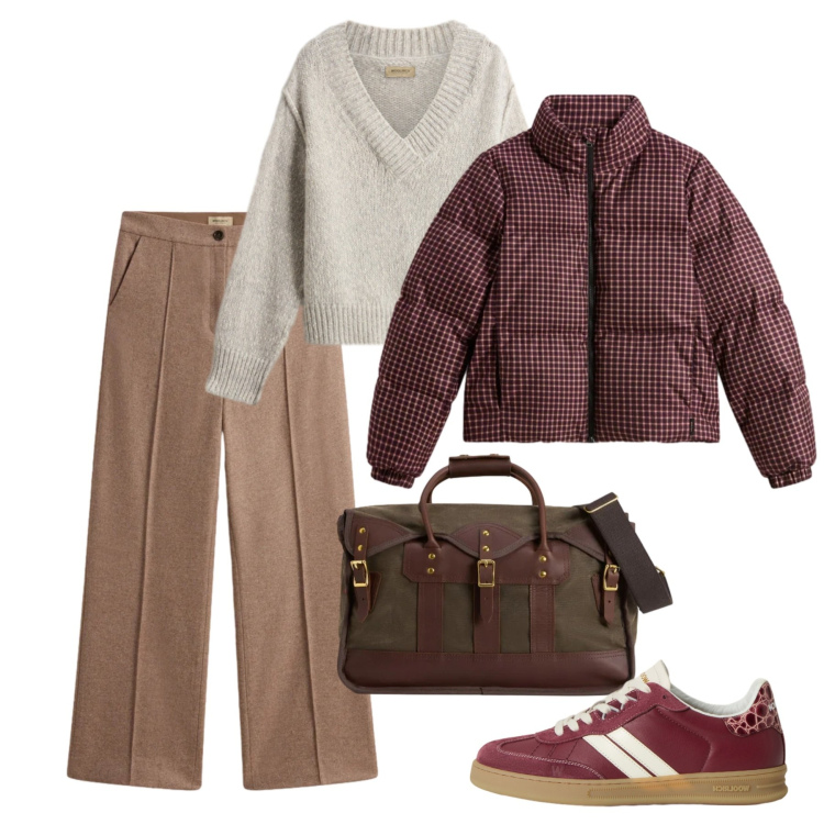 Outfit donna - Woolrich - Black Friday. Stile Bon Ton per Ufficio. Abbinamento con maglieria, pantaloni, piumini, borse a tracolla, sneakers.