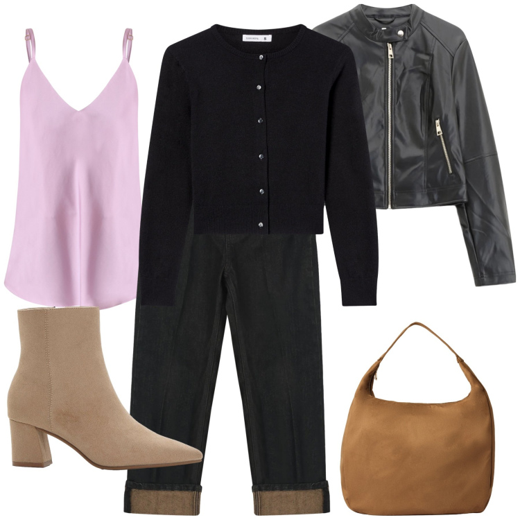 Outfit donna - Il top lilla. Stile Trendy per Ufficio. Abbinamento con stivaletti, cardigans, borse a mano, canottiere, giacche, jeans dritti.