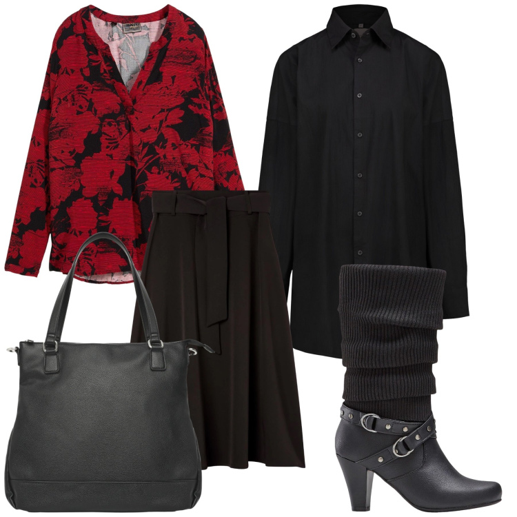 Outfit donna - La blusa che vivacizza il look. Stile Urban per Ufficio. Abbinamento con stivali, tuniche, gonne lunghe, shopping bag, camicie.