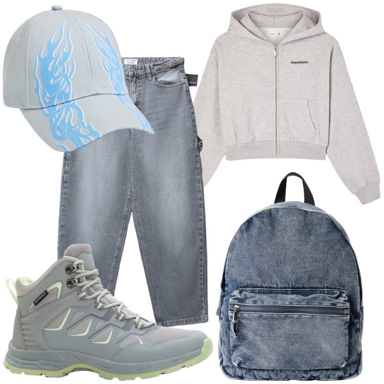 Outfit donna - Sportivamente carina. Stile Casual per Tutti i giorni. Abbinamento con stivaletti, cappelli, zaini, felpe con cappuccio, jeans.