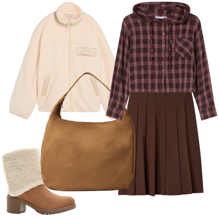 Outfit donna - City. Stile Basic per Tutti i giorni. Abbinamento con stivaletti, caban, gonne lunghe, borse a mano, camicie.