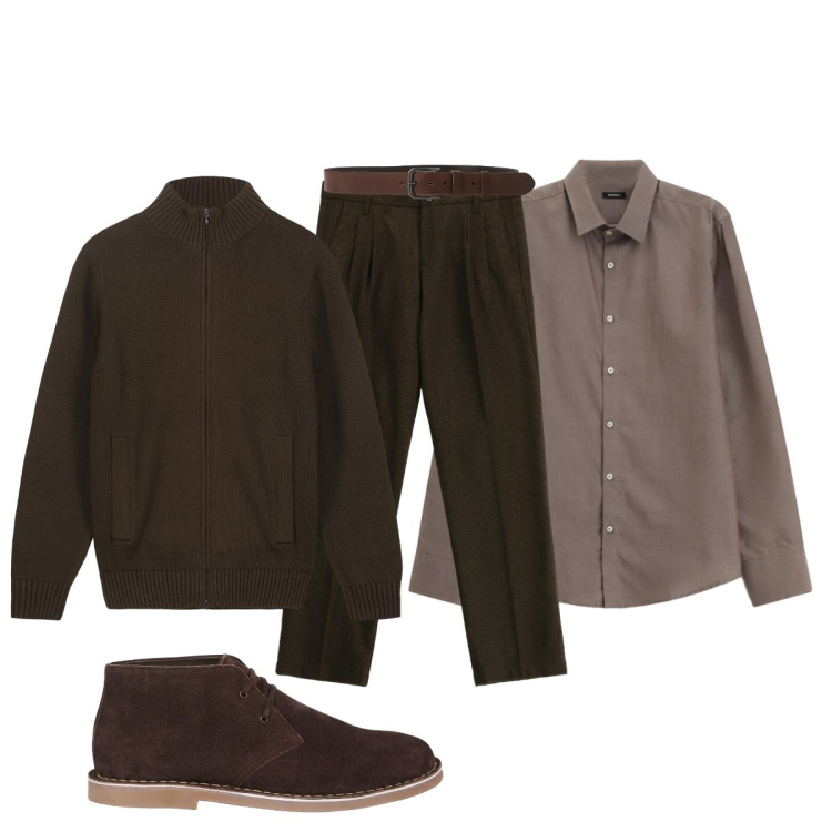 Outfit uomo - Total look #2295922. Stile Trendy per Tutti i giorni. Abbinamento con pantaloni, camicie, cinture, stivali e stivaletti, cardigans.