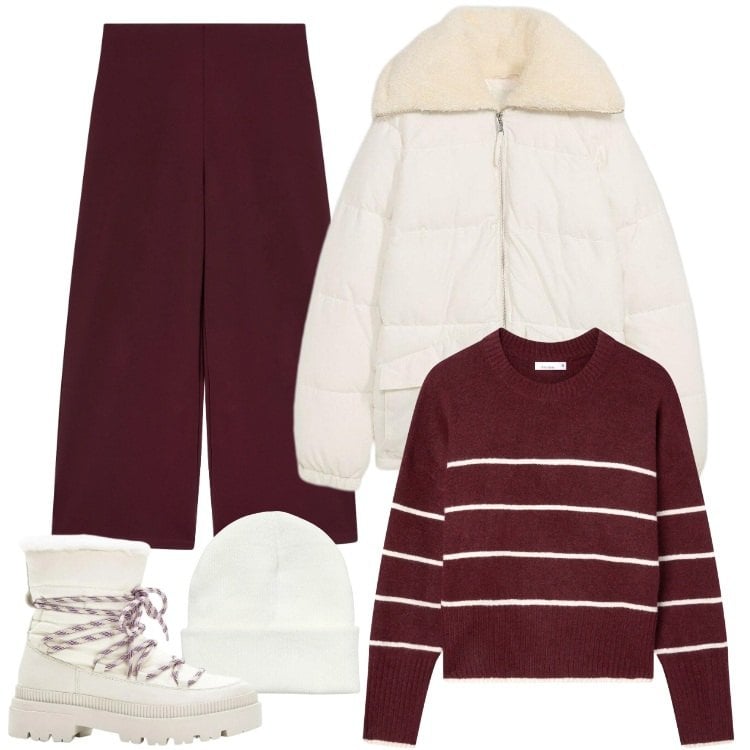 Outfit donna - Total look #2295946. Stile Basic per Tutti i giorni. Abbinamento con giacche, stivali da neve, pantaloni culotte, berretti, maglieria.