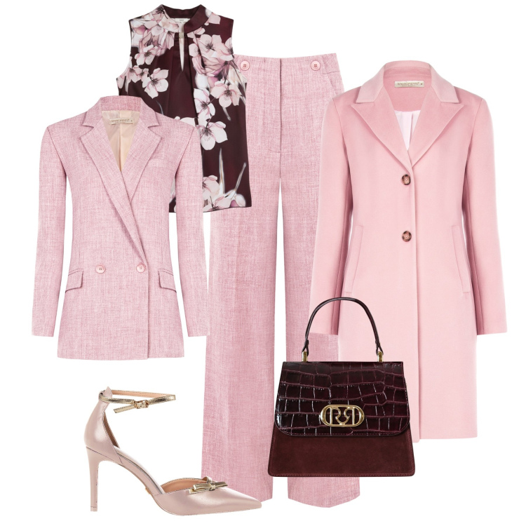 Outfit donna - Battesimo d’inverno. Stile Chic per Cerimonia. Abbinamento con blazer, pantaloni, décolleté, borse a mano, cappotti, top.