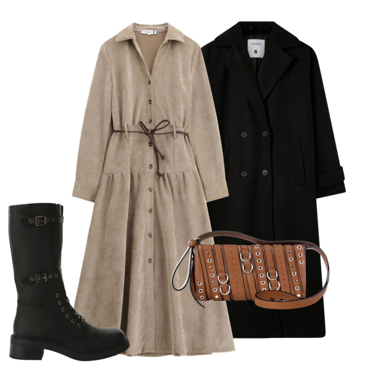 Outfit donna - Giornata in città - Focus Donna Curvy It. Stile Bon Ton per Tutti i giorni. Abbinamento con vestiti lunghi, borse a spalla, cappotti, stivali.