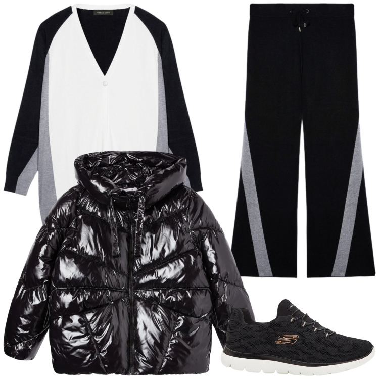 Outfit donna - Comoda comoda. Stile Casual per Tutti i giorni. Abbinamento con sneakers, bomber, pantaloni, cardigans.