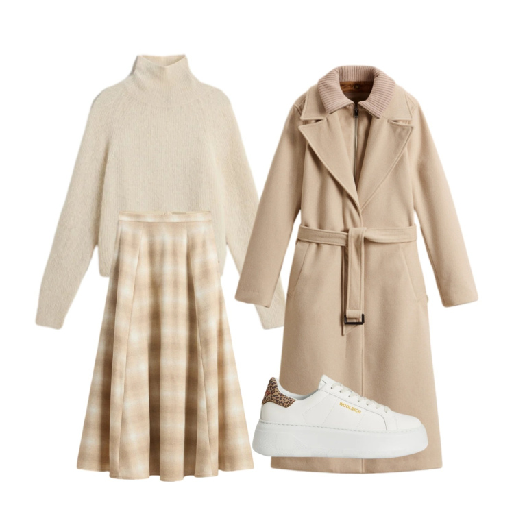 Outfit donna - Total look #2295964. Stile Casual per Tutti i giorni. Abbinamento con maglieria, sneakers, gonne lunghe, cappotti.