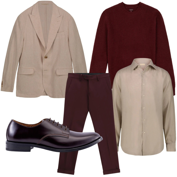 Outfit uomo - Raffinato. Stile Trendy per Ufficio. Abbinamento con pantaloni, camicie, scarpe stringate, giacche, maglieria.