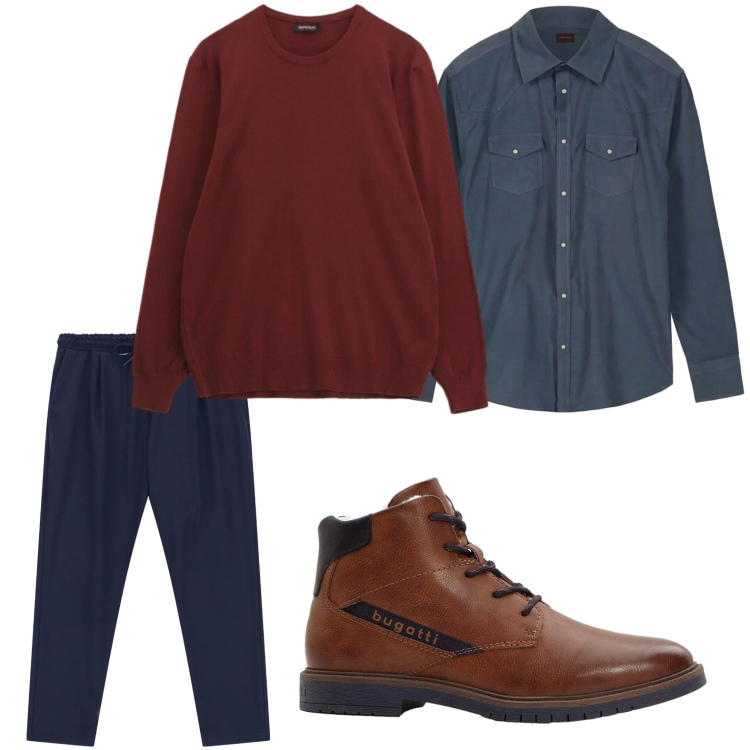 Outfit uomo - Il maglione essenziale. Stile Trendy per Tutti i giorni. Abbinamento con stivali e stivaletti, pantaloni, maglieria, camicie.