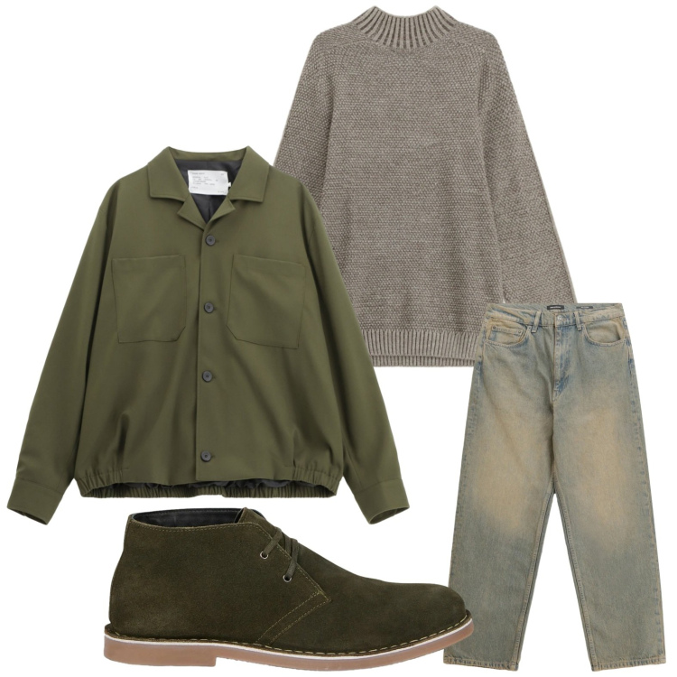 Outfit uomo - La giacca funzionale. Stile Casual per Tutti i giorni. Abbinamento con cappotti, jeans, maglieria, stivali e stivaletti.