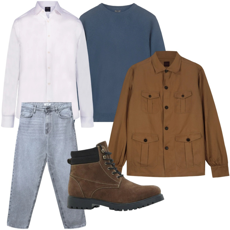 Outfit uomo - Trendy. Stile Trendy per Tutti i giorni. Abbinamento con stivali e stivaletti, jeans, maglieria, camicie, cappotti.