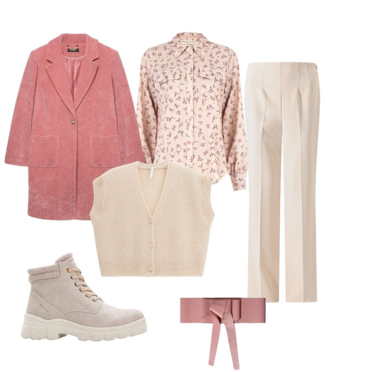 Outfit donna - The con le amiche. Abbinamento con stivaletti, pantaloni a palazzo, camicie, cinture, maglieria, cappotti.