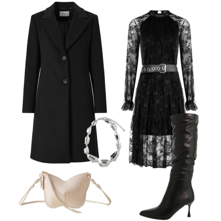 Outfit donna - Total look #2296001. Abbinamento con vestiti midi/longuette, cappotti, stivali sopra il ginocchio, borse a tracolla, ciondoli.