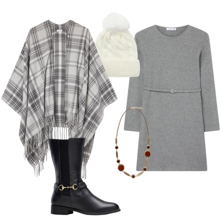 Outfit donna - Pausa caffè. Abbinamento con stivali, vestiti midi/longuette, cappotti, berretti, collane.