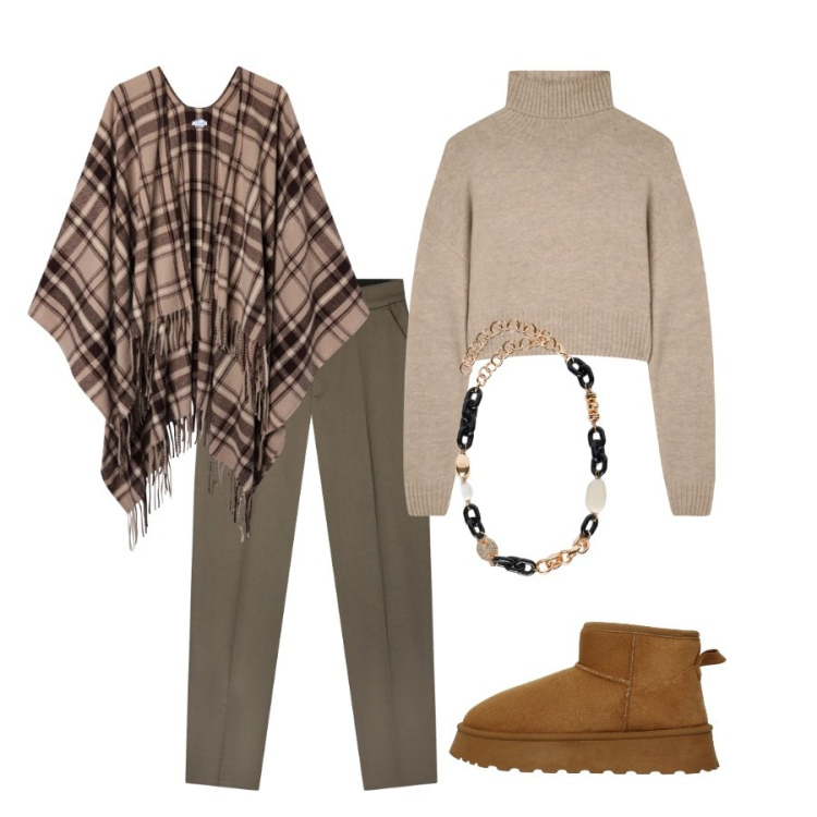 Outfit donna - Col cane. Abbinamento con pantaloni chino, stivali, cappotti, maglieria, collane.