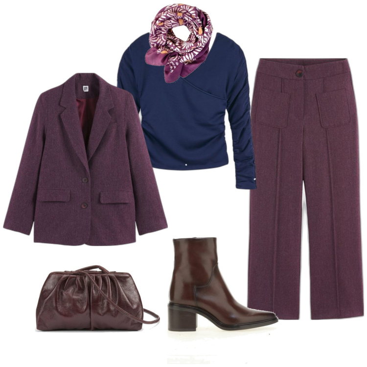 Outfit mujer - Casual chic #19392. Estilo Casual chic para Oficina. Combinación con bandas para el pelo, bolsos de mano, botines, pantalones, blazers, top.