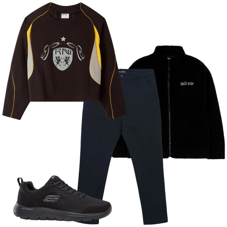 Outfit uomo - Rock. Stile Urban per Tutti i giorni. Abbinamento con sneakers, giacche, pantaloni chino, felpe.