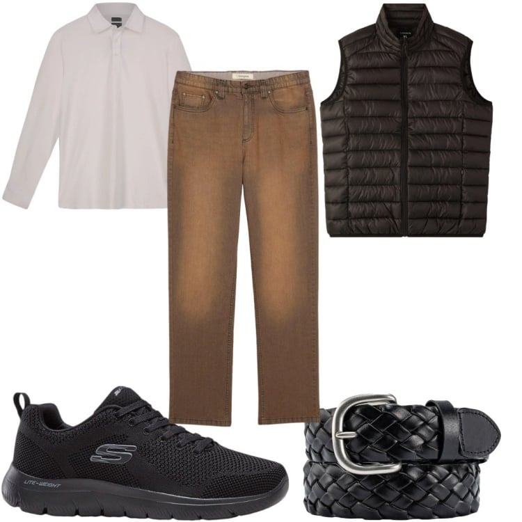 Outfit uomo - Total look #2296105. Stile Casual per Tutti i giorni. Abbinamento con sneakers, jeans, piumini, polo, cinture.