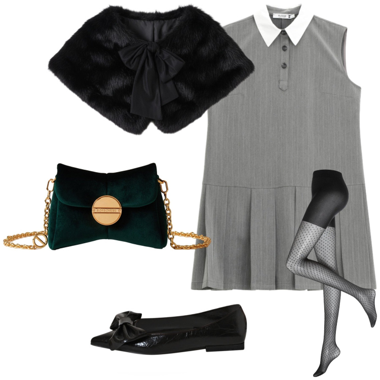 Outfit donna - Che grazioso abito. Stile Chic per Tutti i giorni. Abbinamento con collant, vestiti corti, ballerine, stole, borse a tracolla.