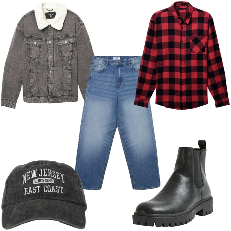 Outfit uomo - Total look #2296191. Stile Casual per Tutti i giorni. Abbinamento con stivali e stivaletti, cappelli con visiera, jeans, camicie, cappotti.