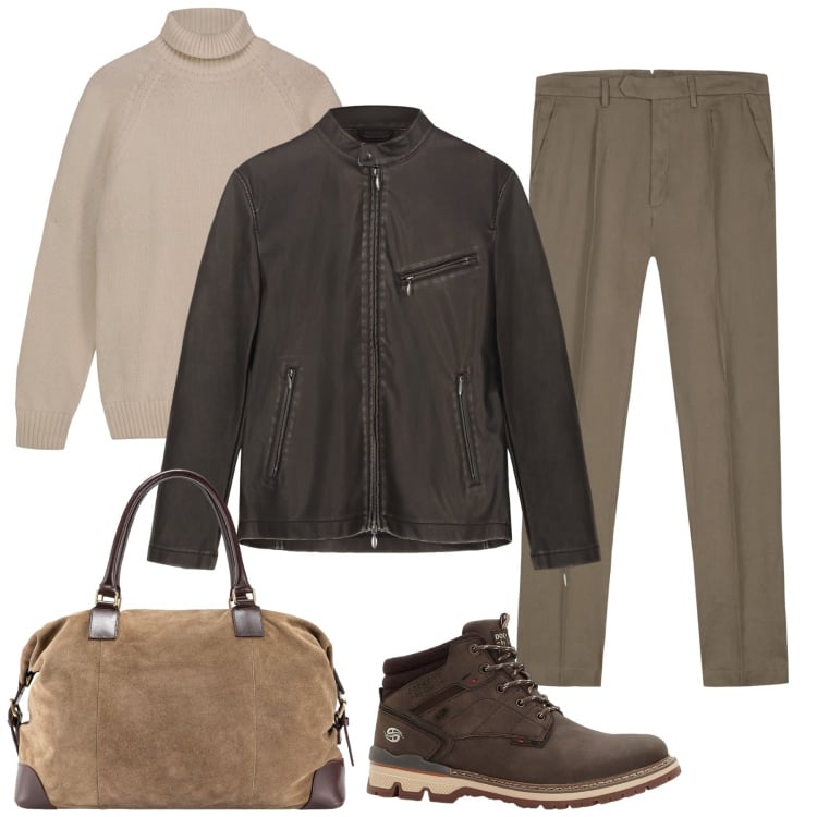 Outfit uomo - Total look #2296281. Stile Urban per Tutti i giorni. Abbinamento con stivali e stivaletti, giacche, pantaloni, pullovers, borse sportive.