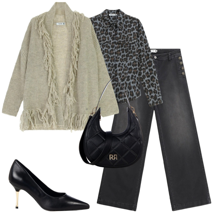 Outfit donna - Please. Stile Casual chic per Tutti i giorni. Abbinamento con cardigans, camicie, jeans, borse a tracolla, décolleté.