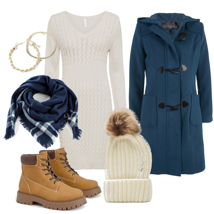 Outfit femme - Novembre. Style Casual chic pour Tous les jours. Assortir avec robes longues, foulards, manteaux, bottes, bracelets, bonnets.