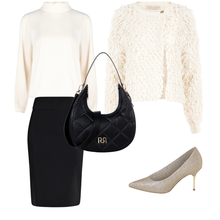 Outfit donna - Let Is snow. Stile Chic per Serata fuori. Abbinamento con cardigans, gonne, borse a tracolla, décolleté, bluse.