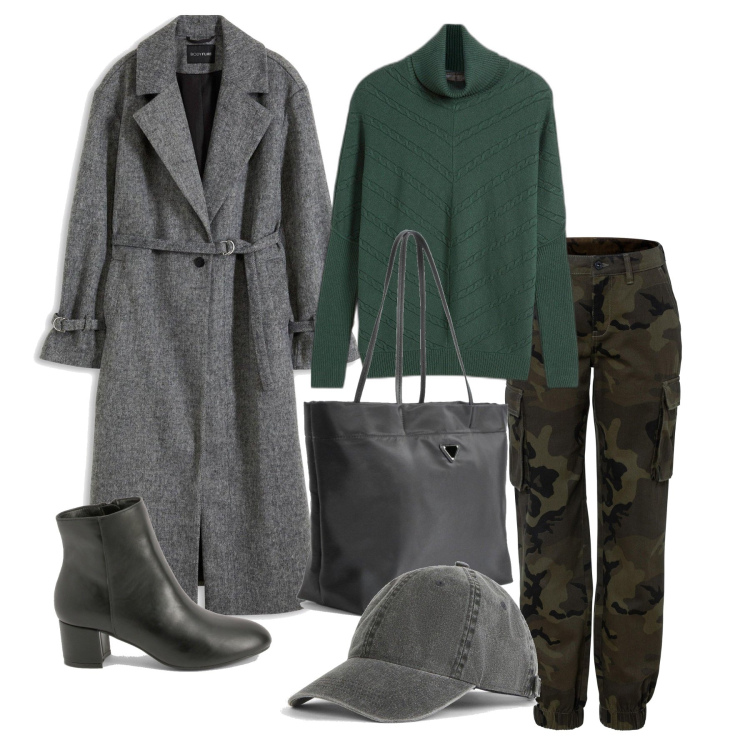 Outfit femme - Novembre. Style Tendance pour Tous les jours. Assortir avec manteaux, pantalon cargo, pulls, chapeaux, sacs tote, bottines.