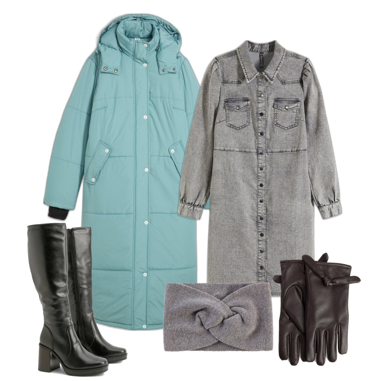 Outfit femme - Novembre. Style Tendance pour Tous les jours. Assortir avec robes courtes, gants, doudounes, serre-têtes, bottes.