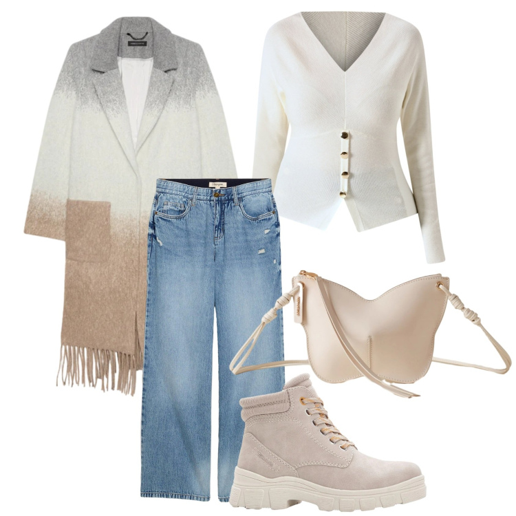 Outfit donna - Black friday casual ma sempre chic. Stile Casual chic per Ufficio. Abbinamento con jeans, stivaletti, maglieria, borse a tracolla, cappotti.