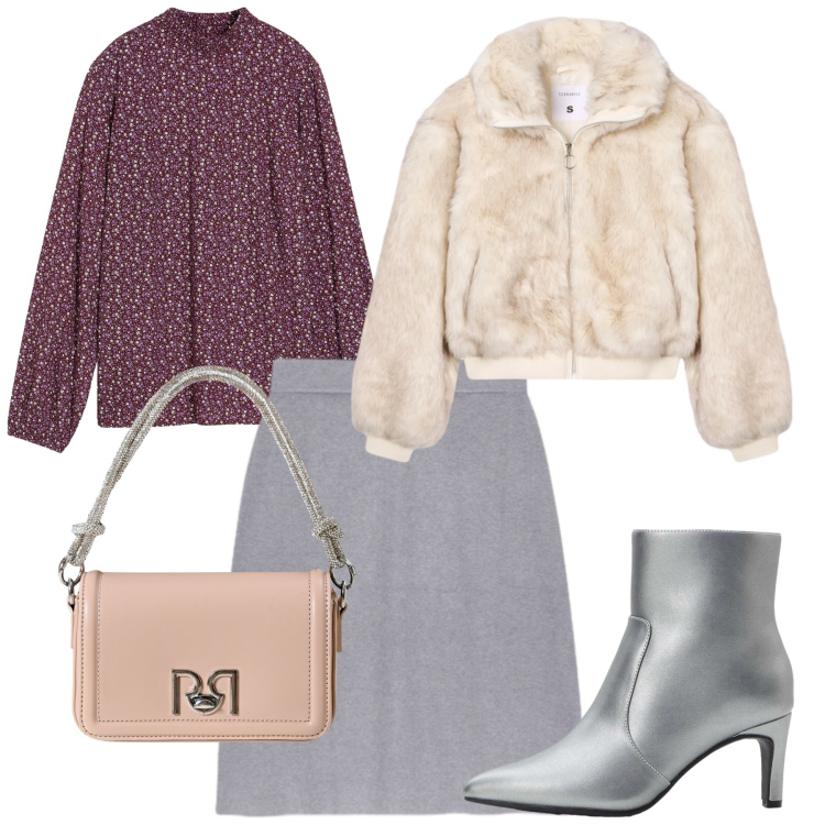 Outfit donna - Tronchetto piombo. Stile Bon Ton per Ufficio. Abbinamento con stivaletti, bluse, borse a mano, ecopellicce, gonne.