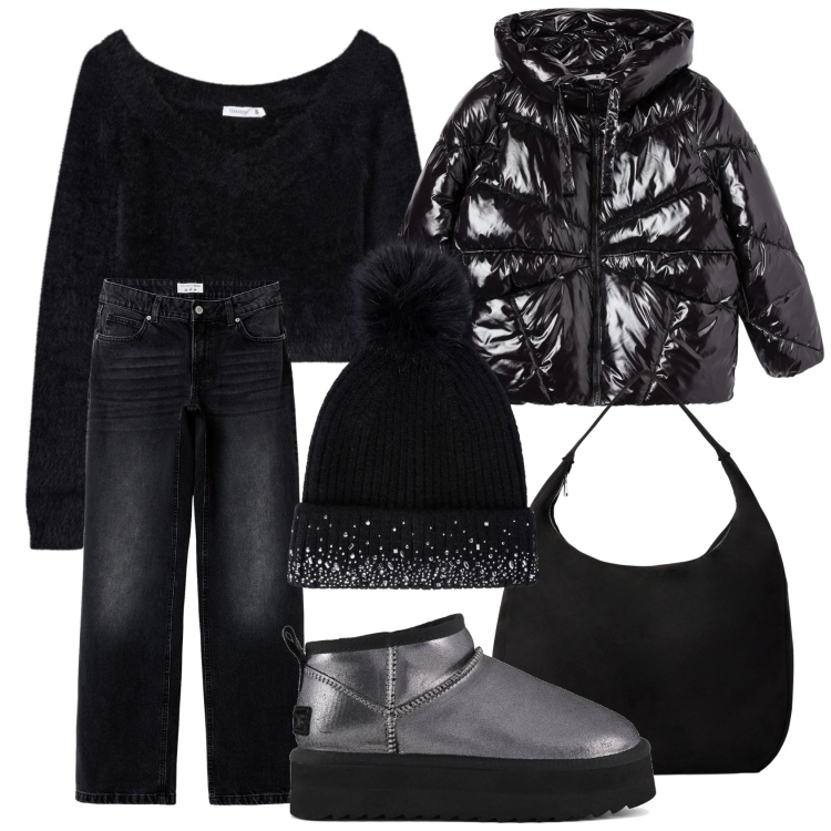 Outfit donna - Terranova black friday. Stile Casual chic per Tutti i giorni. Abbinamento con jeans, bomber, maglieria, borse a mano, berretti, stivaletti.
