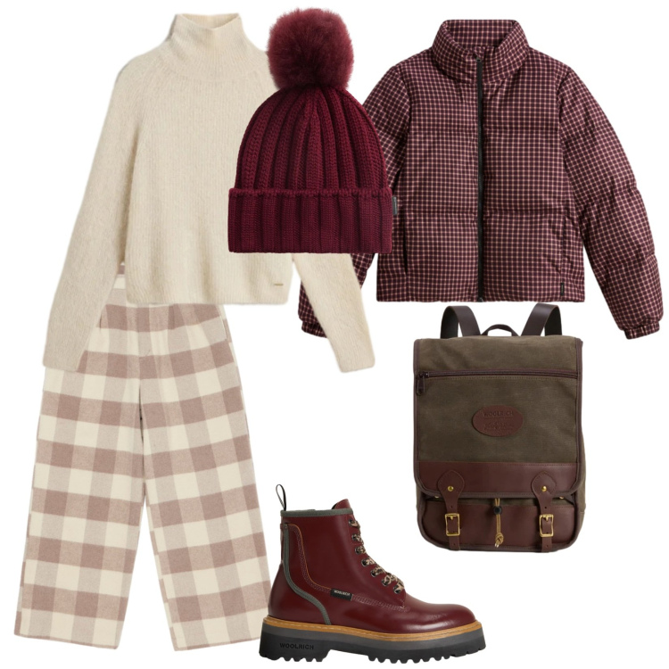 Outfit donna - Holiday party. per Tutti i giorni. Abbinamento con maglieria, pantaloni, zaini, anfibi, piumini, berretti.