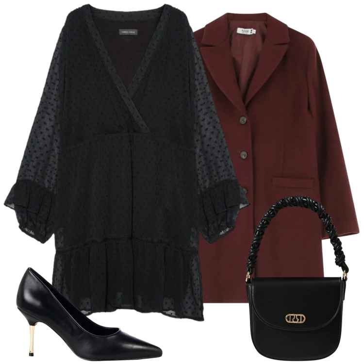 Outfit donna - Trasparenze. Stile Chic per Serata fuori. Abbinamento con cappotti, décolleté, borse a mano, vestiti corti.