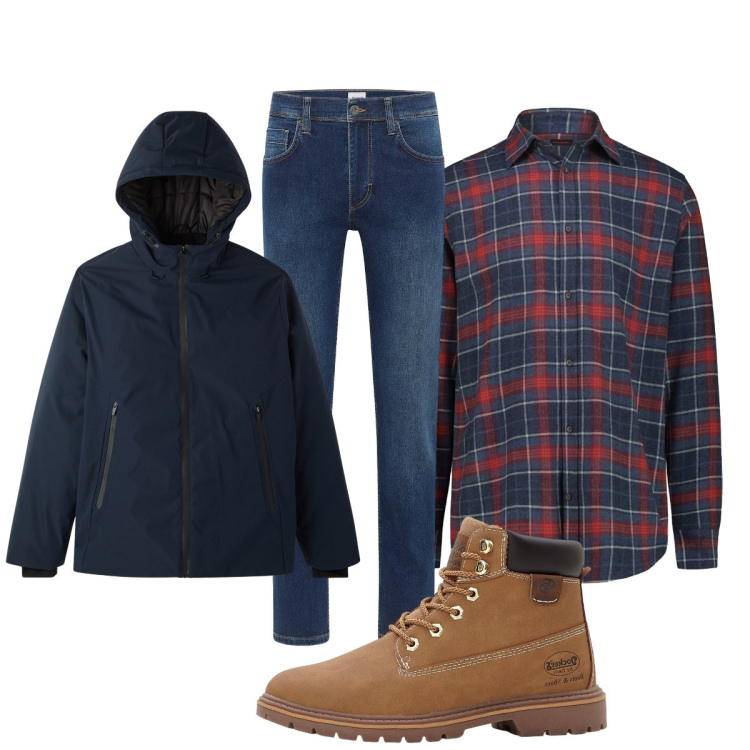 Outfit uomo - Giornata rilassante. Stile Casual per Tutti i giorni. Abbinamento con jeans dritti, stivali e stivaletti, giacche, camicie.
