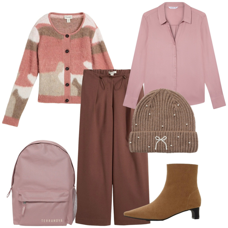 Outfit donna - Perline. Stile Romantica per Scuola/Università. Abbinamento con pantaloni, stivaletti, cardigans, zaini, camicie, berretti.